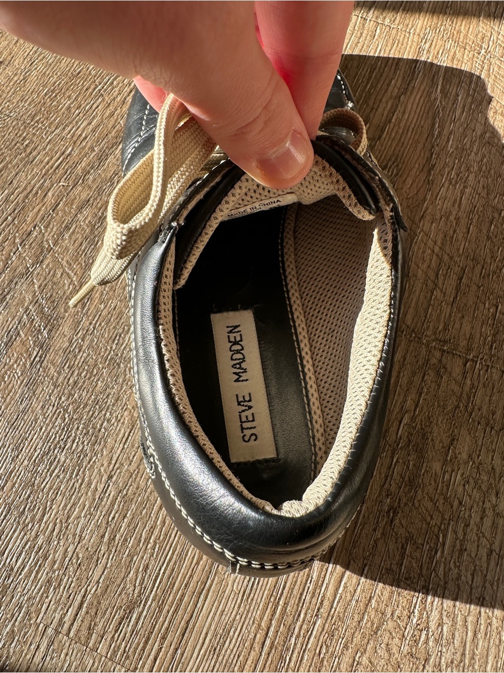 Vintage 90s Steve Madden SPARTANN Leather Bowling Sneakers Black Tan 8.5 Rare - Picture 5 of 6